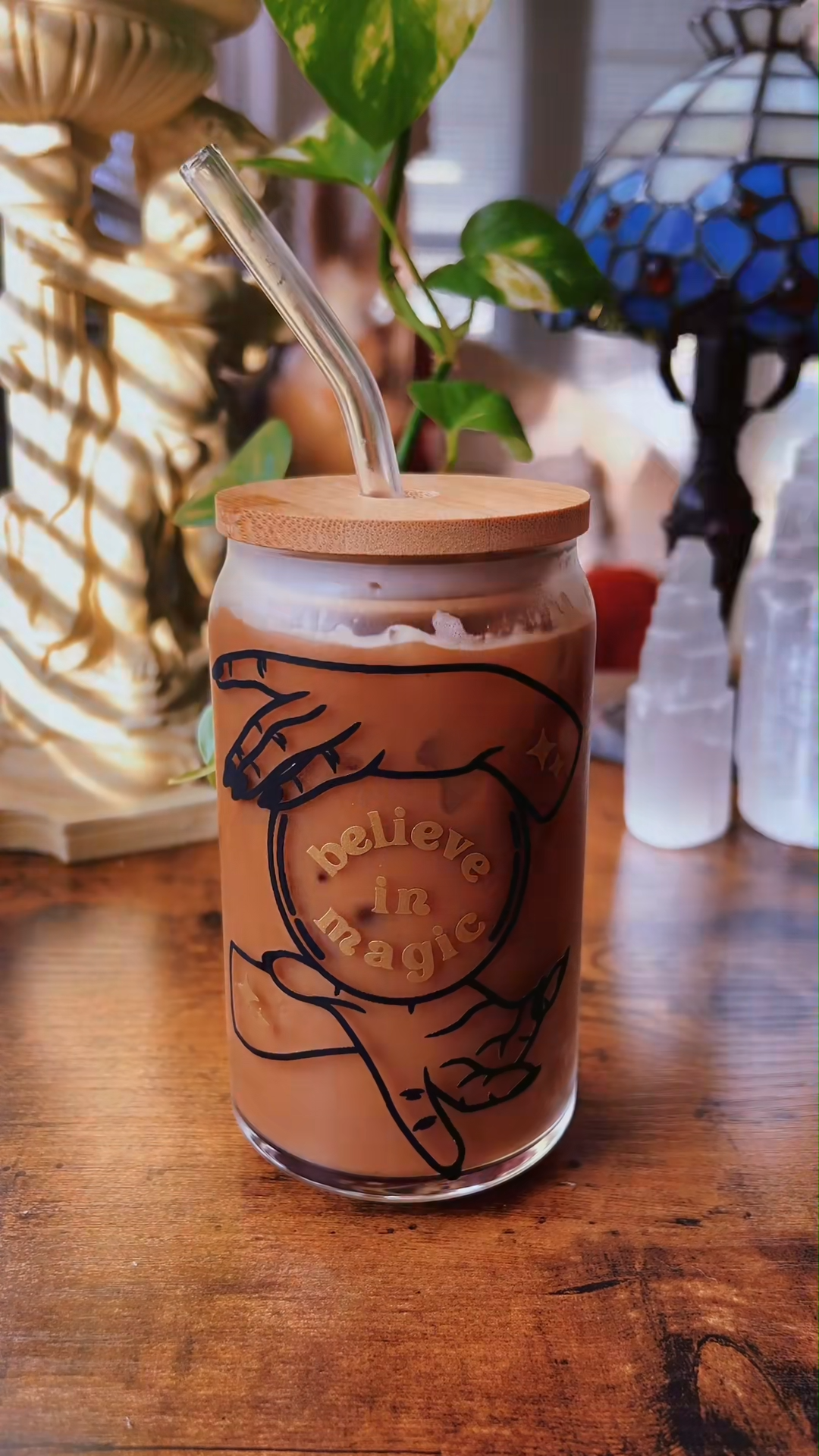 Blueberry lavender iced coffee at home