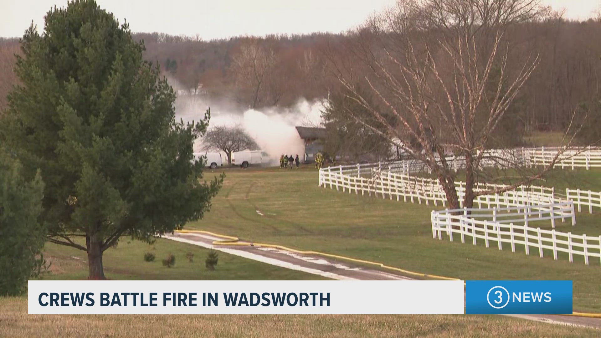 Crews battle fire in Medina County