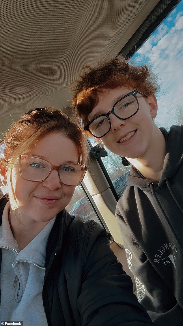 Wolfe (pictured with his mother, Samantha Simpson) died on March 6 and donated his organs. The Chrisman community has rallied around his family in their time of grief