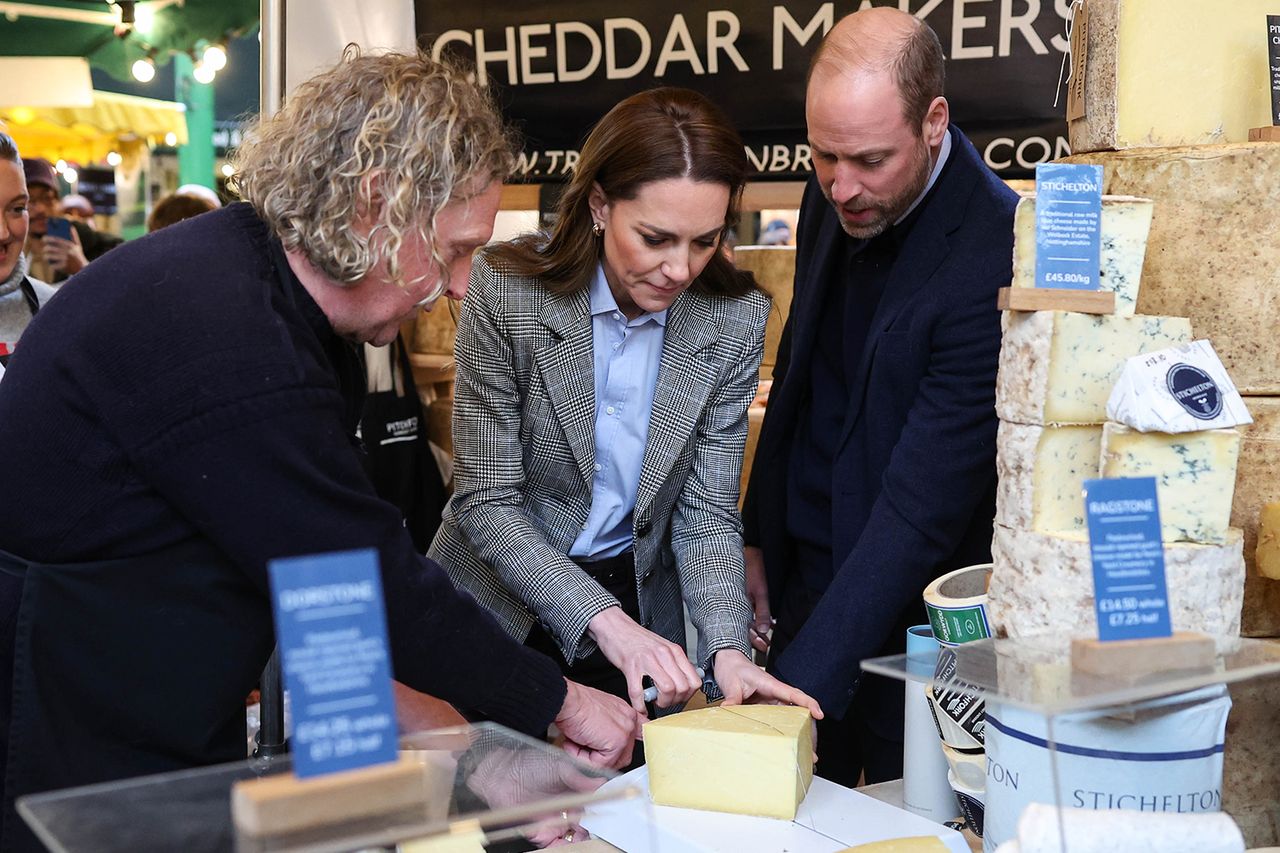 Kate Middleton and Prince William visit the Trethowan Brothers, cheesemakers who work at Change Please in London's Borough Market on March 12. Credit: Andrew Parsons / Kensington Palace