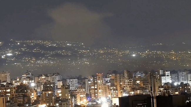 Timelapse footage shows strikes in Beirut 'from sunset to sunrise'