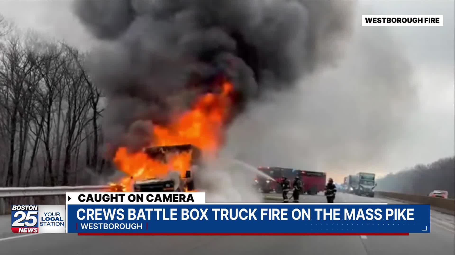 Caught on camera: Video shows raging flames engulfing truck, halting ...
