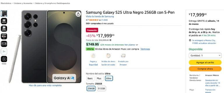 Amazon lanza oferta histórica de casi 50% por el Samsung S25 Ultra ...