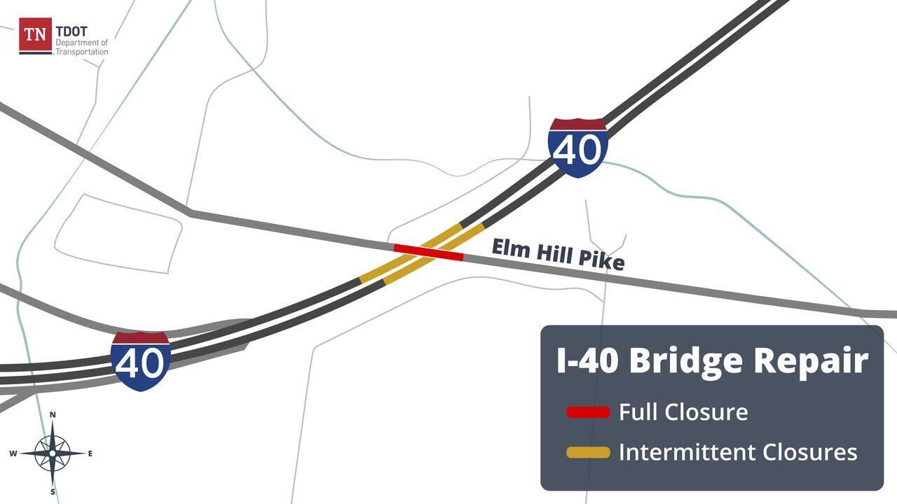 Bridge repairs to shut down part of interstate in Davidson County this ...