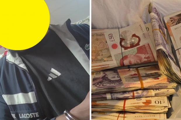 Man arrested after police seize large amount of cash and suspected drugs