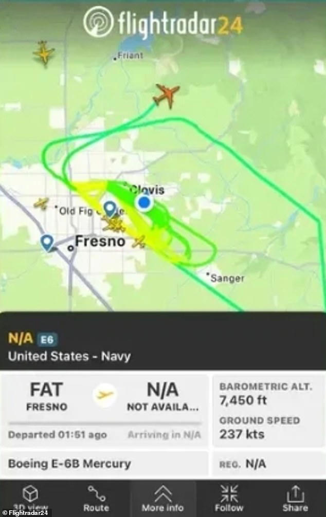 US Navy's 'doomsday plane' spotted over California as Iranian drone ...