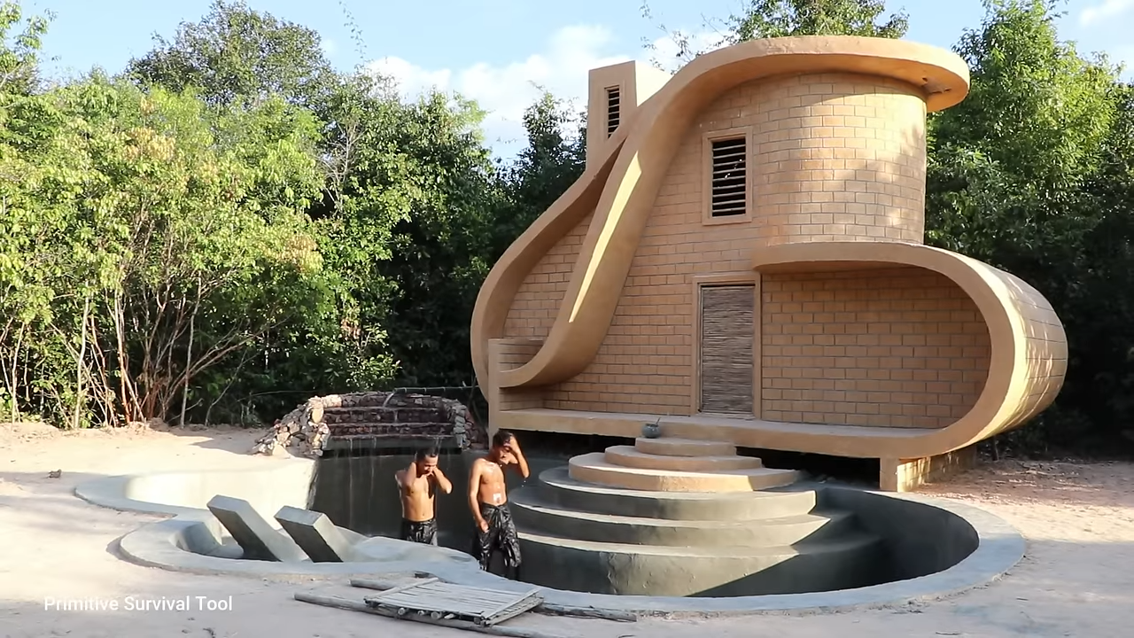 Watch these men build a modern millionaire house with only primitive tools