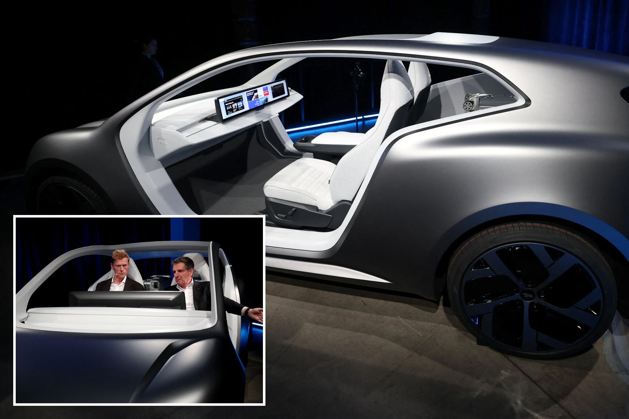 Tesla rival Lucid unveils two-seat robotaxi without a steering wheel or ...