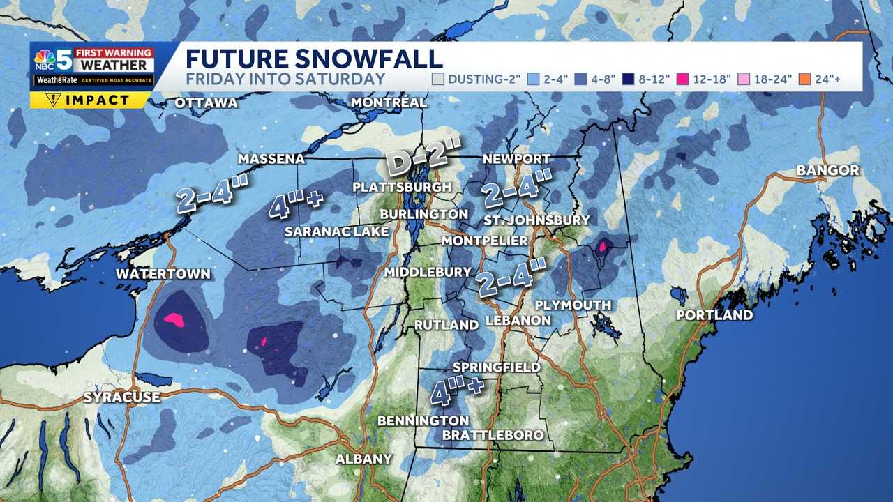 Weak clipper system to bring light snow to Vermont, New York