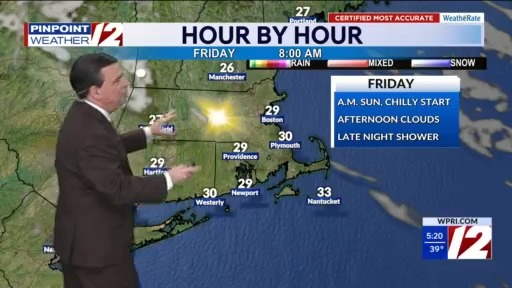 WPRI 12 weather forecast 3/12/26 rain to snow this evening