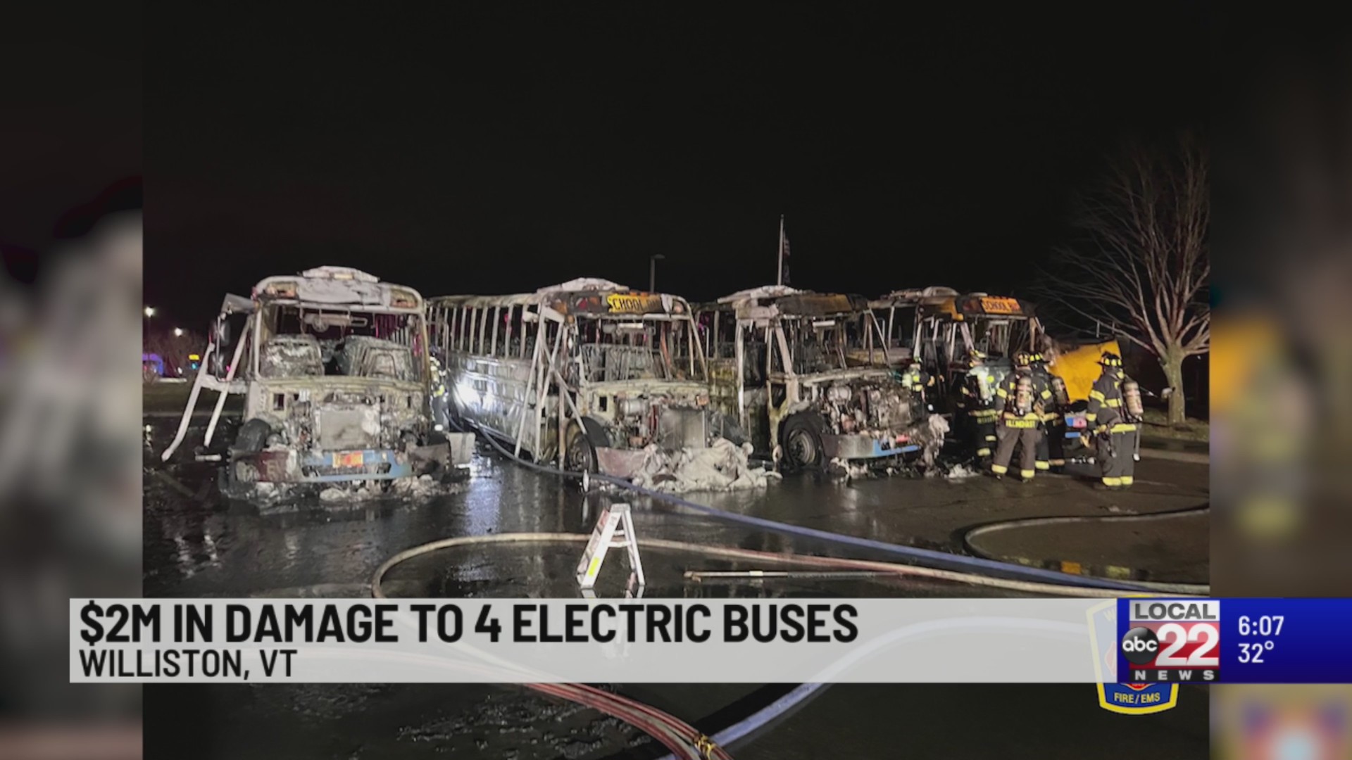 4 electric buses destroyed by fire in Williston