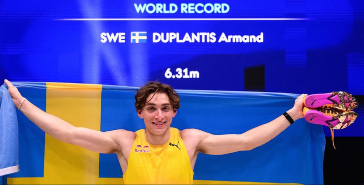 Duplantis lần thứ 15 phá kỷ lục nhảy sào thế giới