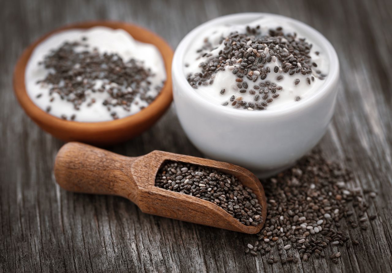 An image of yogurt with chia seeds