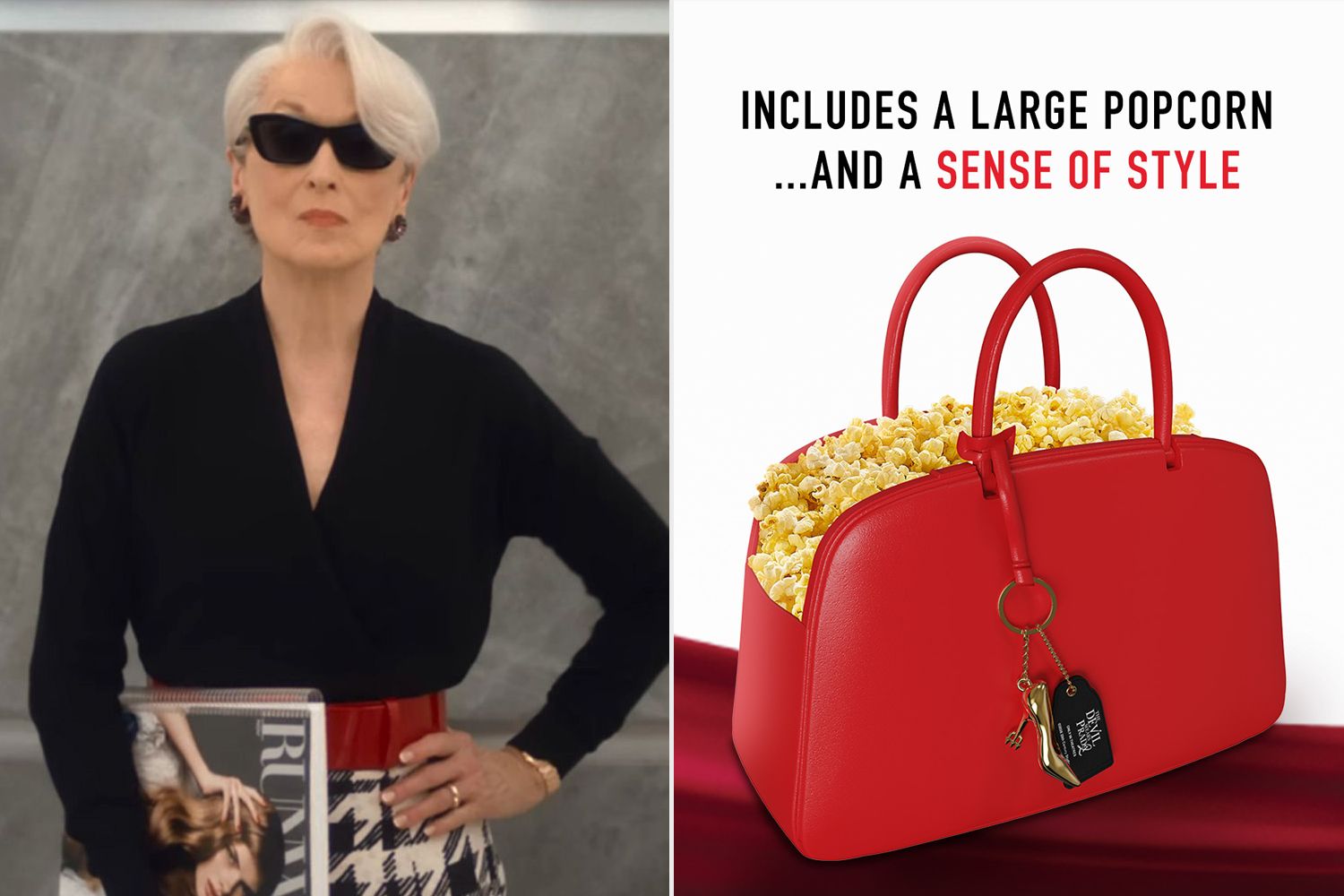AMC Theatres reveals first look at “The Devil Wears Prada 2” popcorn purse
