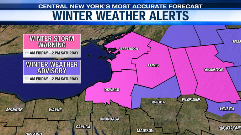 New: Winter storm warnings up for parts of CNY