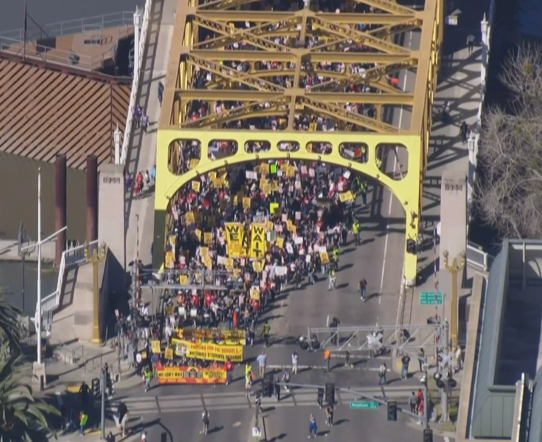 Natomas and Twin Rivers teachers unite for strike march across Tower ...