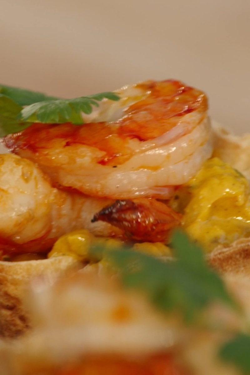 Crispy roti cups grilled to perfection for shrimp