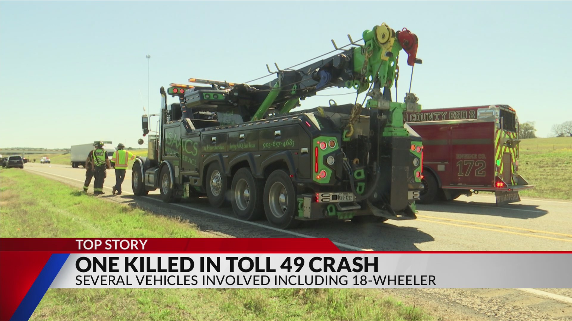 1 dead, 3 injured after 18-wheeler crash on Toll 49 in Smith County
