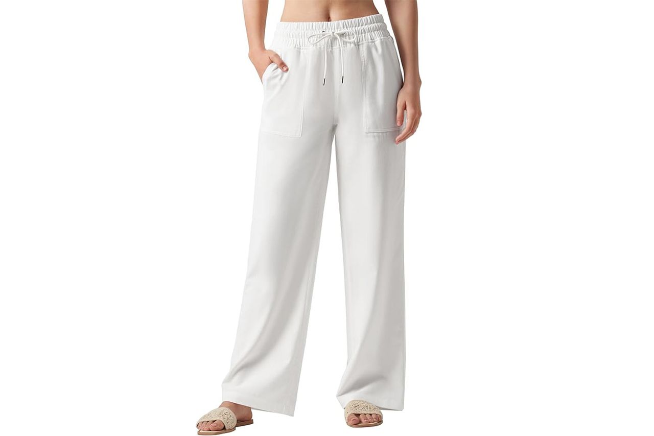 Willit Women Linen Pants Wide Leg Casual Palazzo Pants Cotton Linen Lounge Beach Summer Pants
