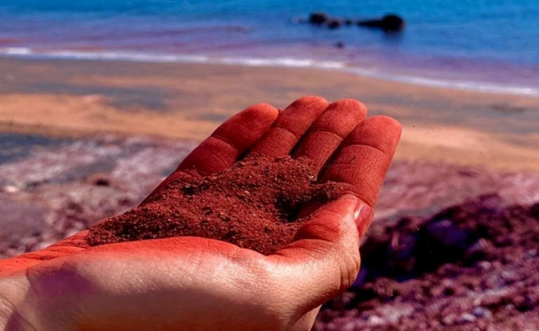 In Strait of Hormuz, Iran has an island with red sand that you can eat