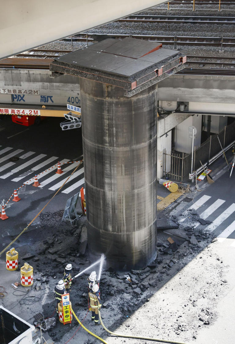 Giant pipe mysteriously bursts through ground, rises 30 feet above road ...