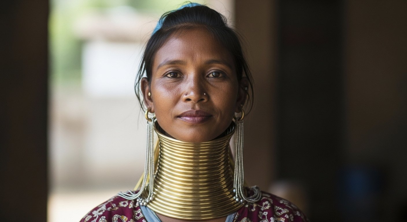 The woman who wore neck rings for years to resemble a giraffe