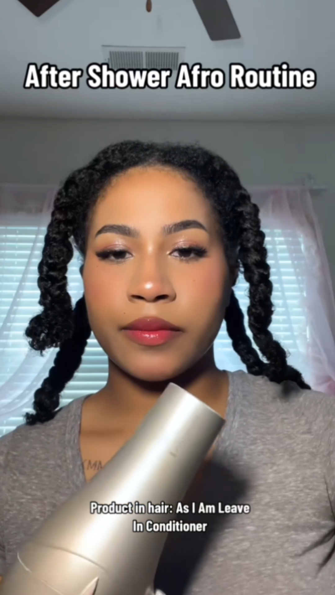 Simple afro hair routine after shower