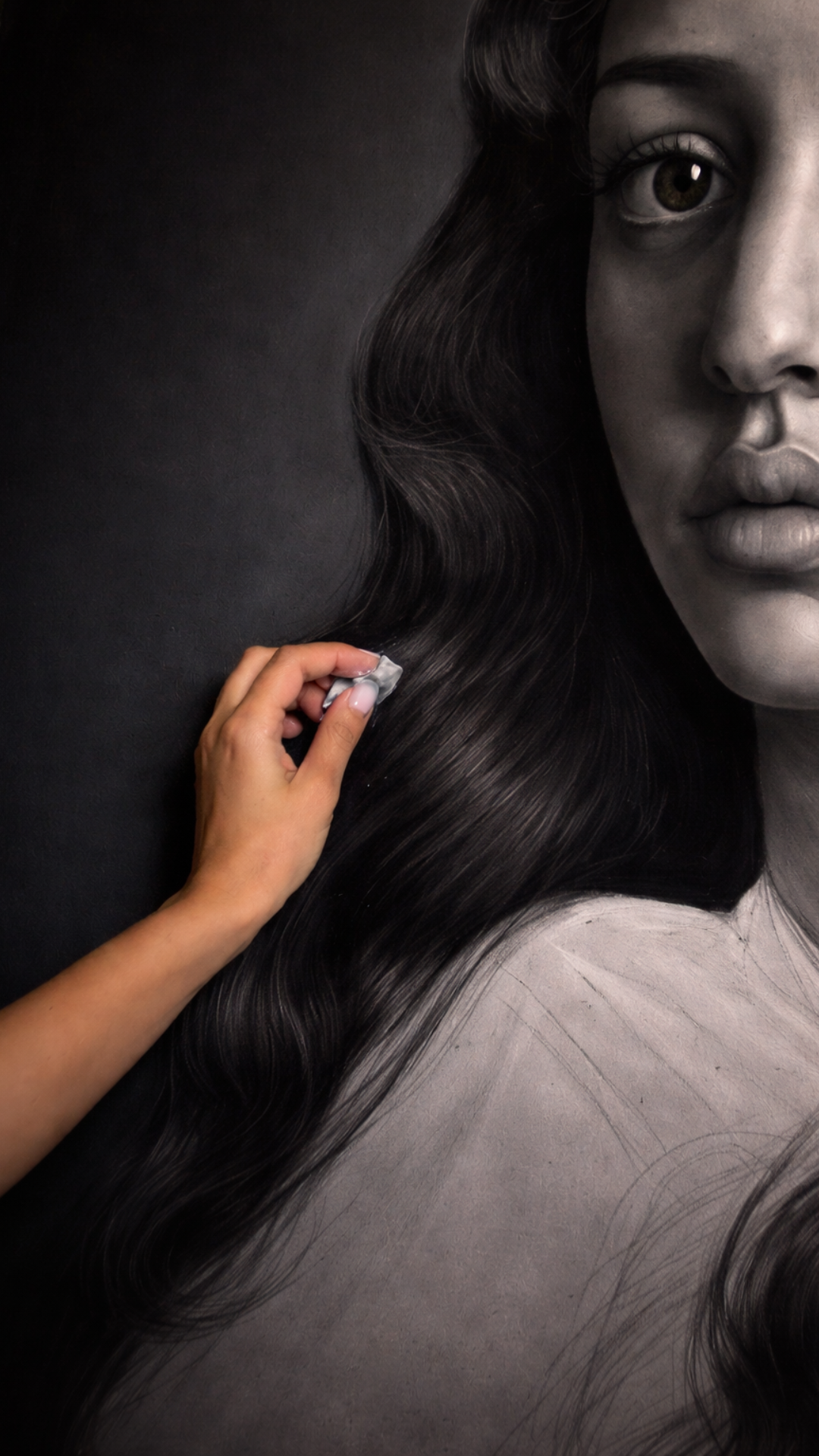 See a self portrait drawing transform before your eyes