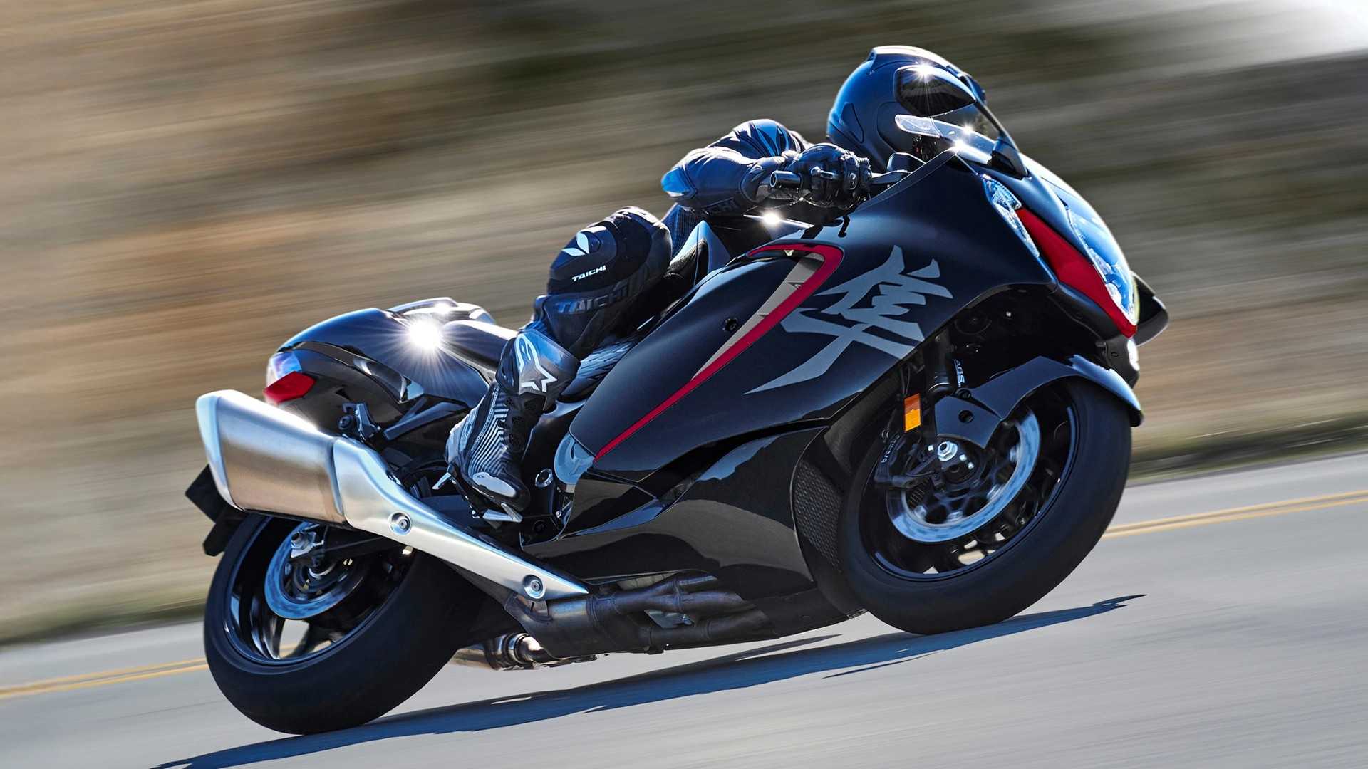 2026 Suzuki Hayabusa cornering hard side profile view