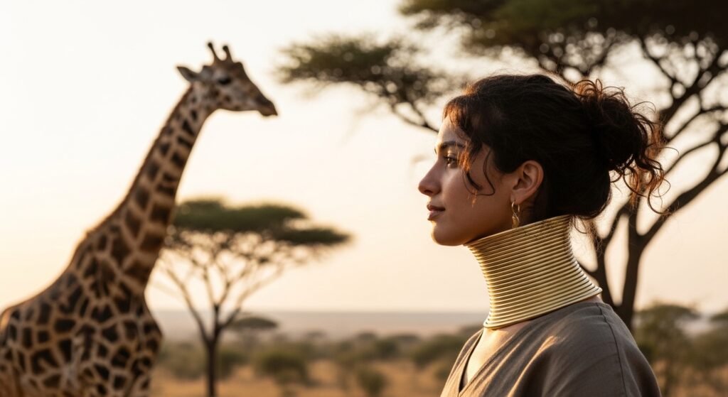 The woman who wore neck rings for years to resemble a giraffe