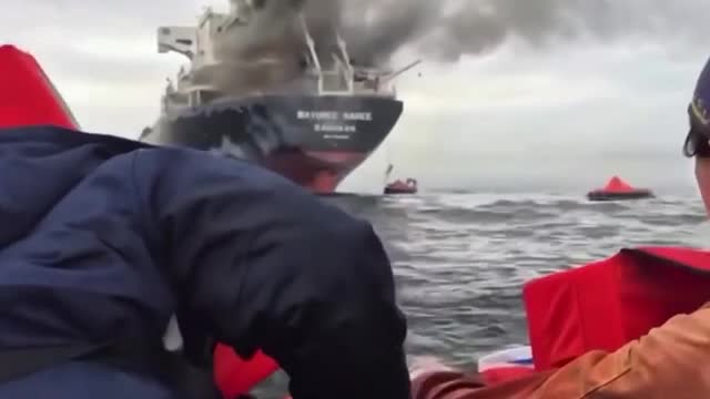 Cargo ship struck by Iranian missiles near the Strait of Hormuz