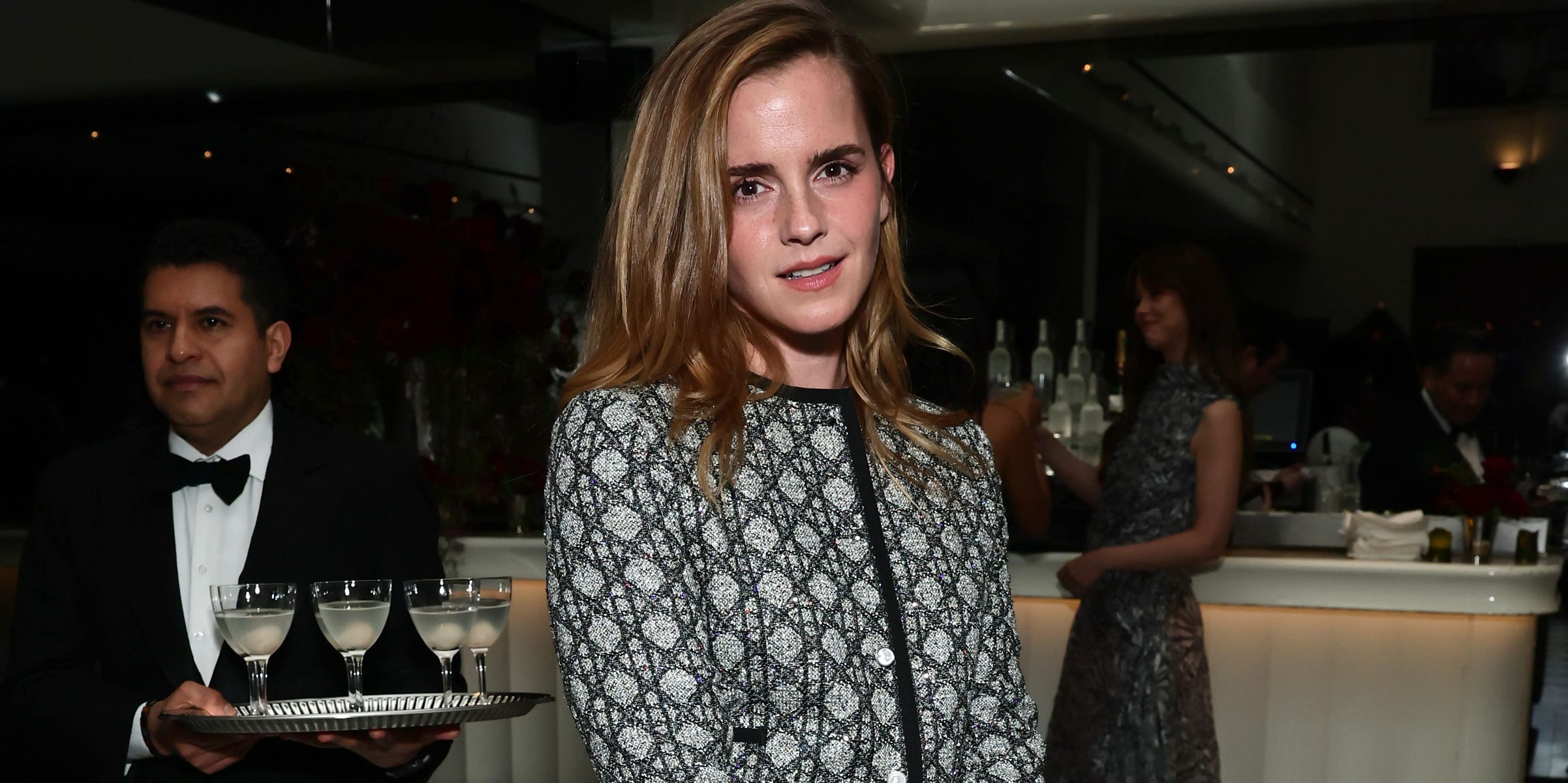 Emma Watson goes preppy in a chic tweed Dior set for her first event of