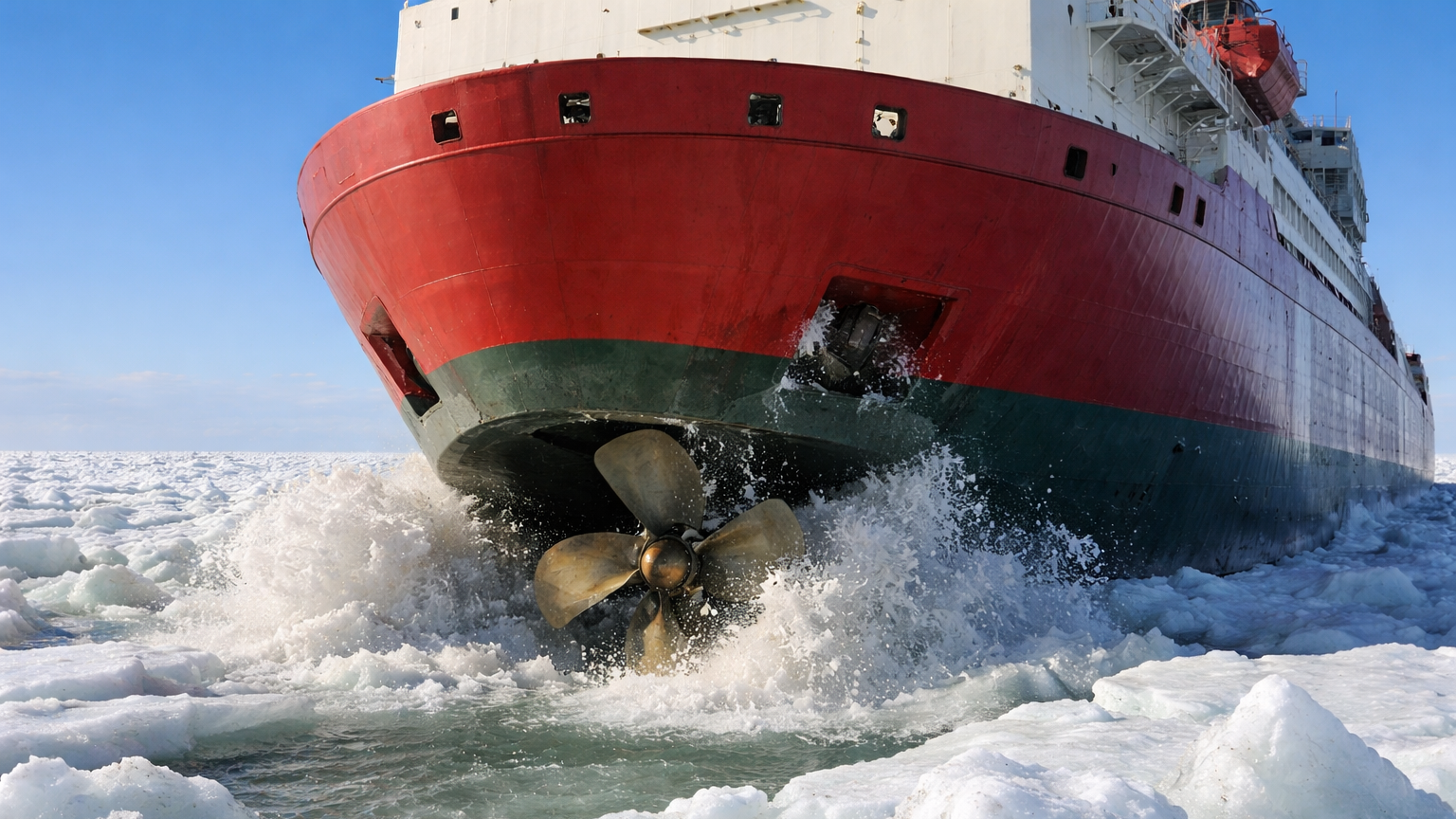 Watch what happens when a bow propeller hits 20-inch ice