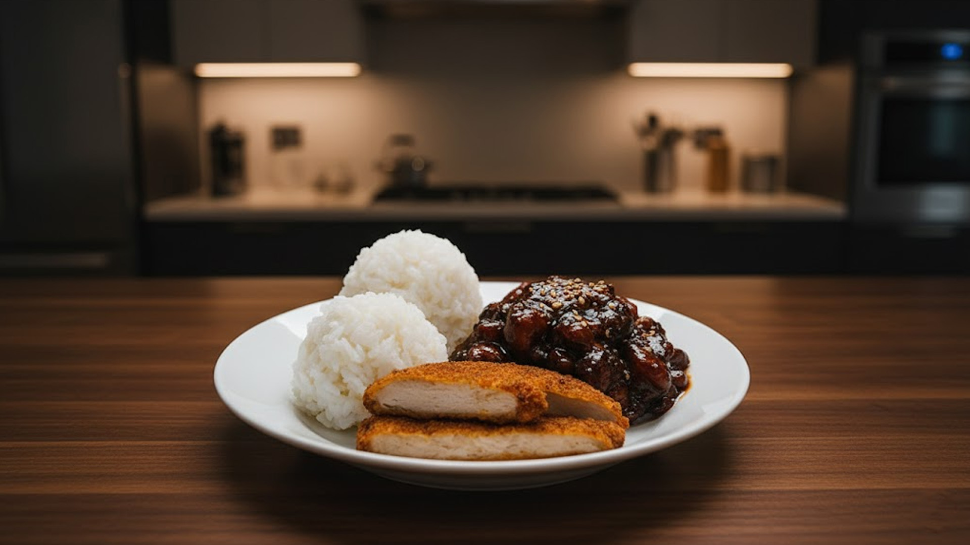 How to make chicken katsu with rice and beans