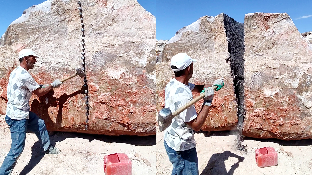 The process of cracking open giant rocks is both compelling ...