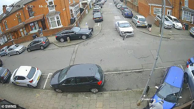 Moment speeding Mercedes driver smashes into parked cars in front of ...