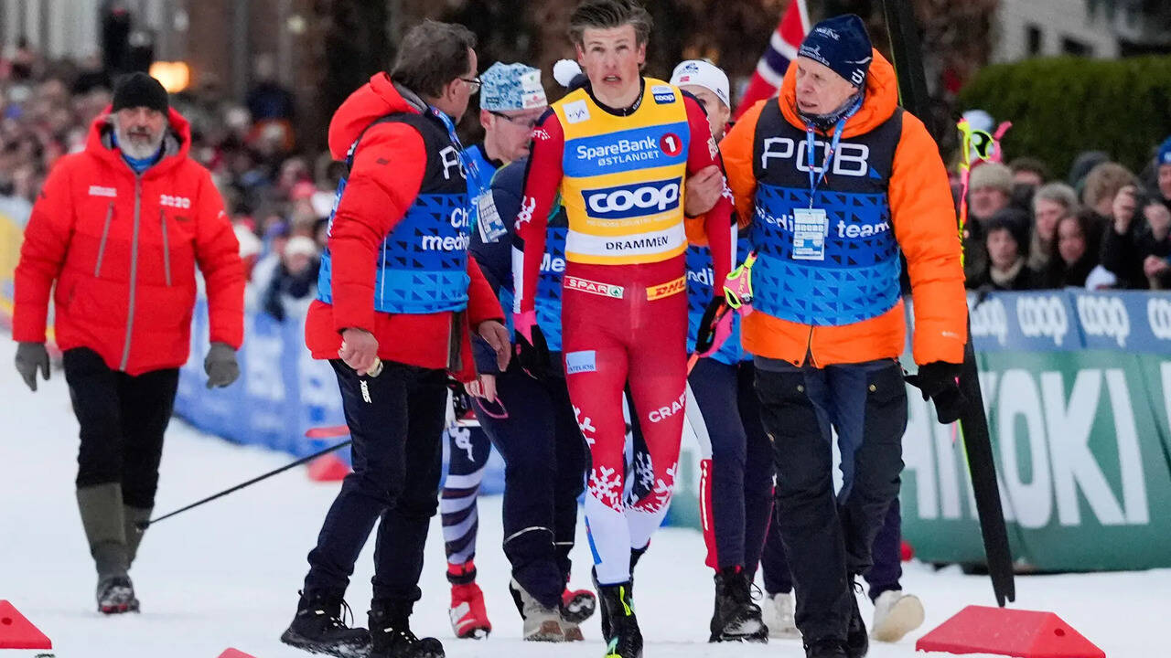 Image for Norwegian skier Johannes Klaebo suffers concussion following World Cup crash