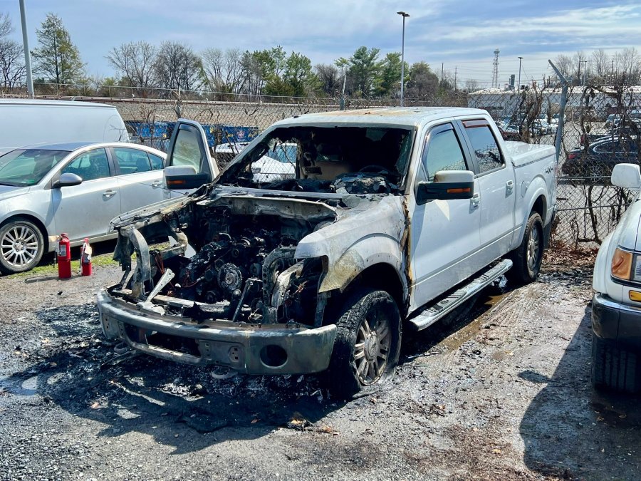 Pickup truck catches fire at Rockville car dealership