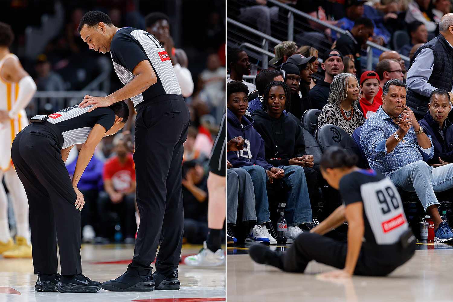 NBA referee slammed to the court after crashing into illegally ...