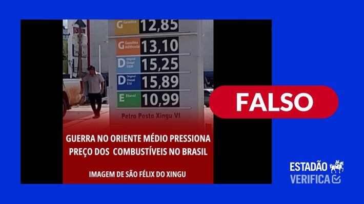 Foto que mostra preço do litro da gasolina a mais de R$ 12 foi manipulada