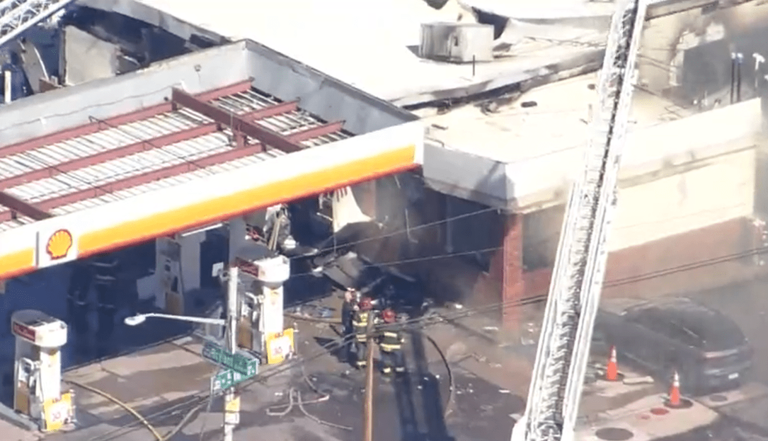 2 taken to hospital after explosion at gas station