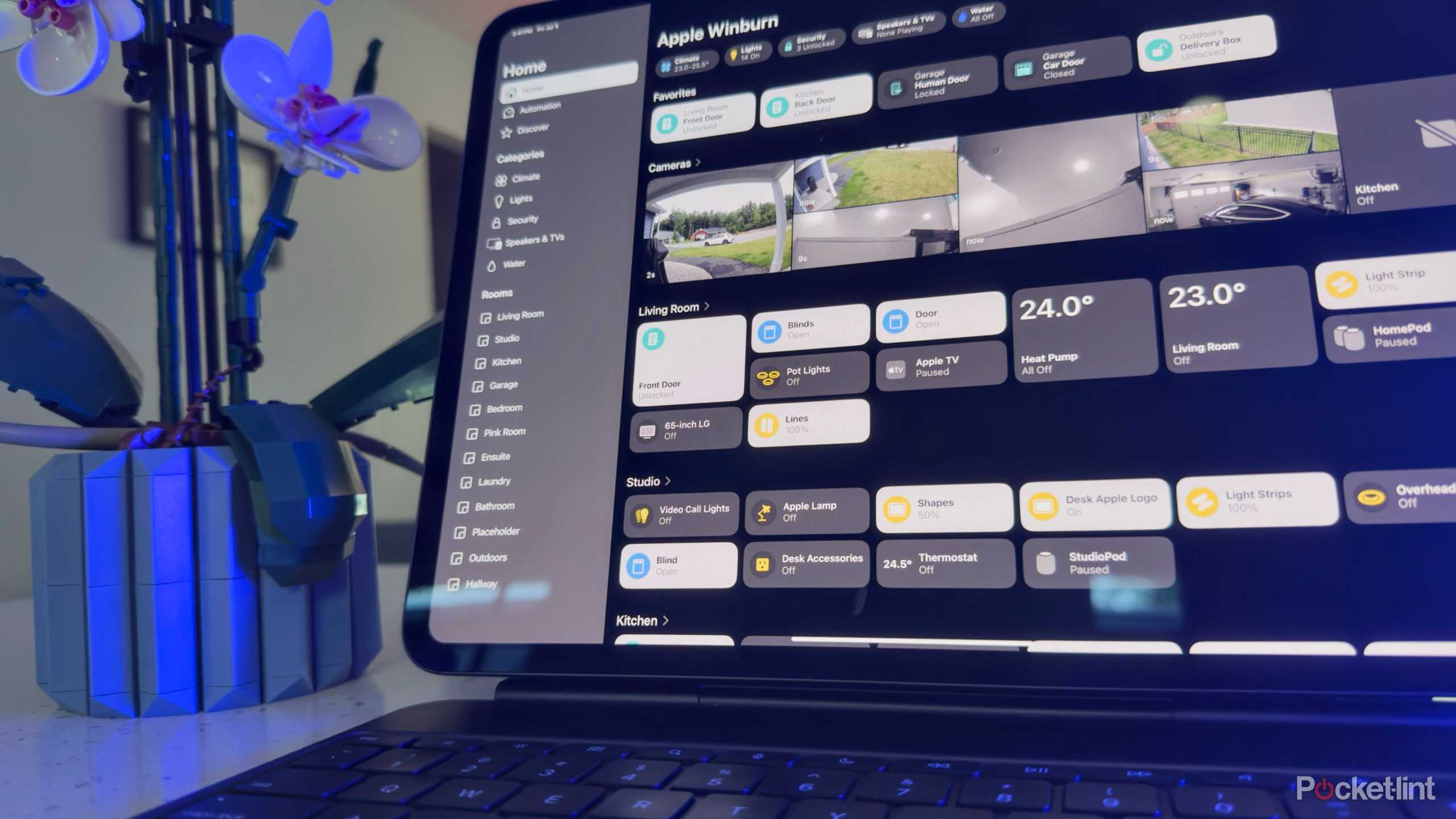 An iPad Pro running the Apple Home app.
