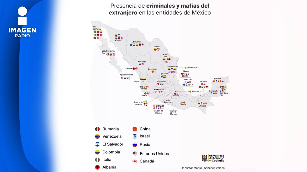 Mapa sobre operación de grupos criminales internacionales que operan en ...