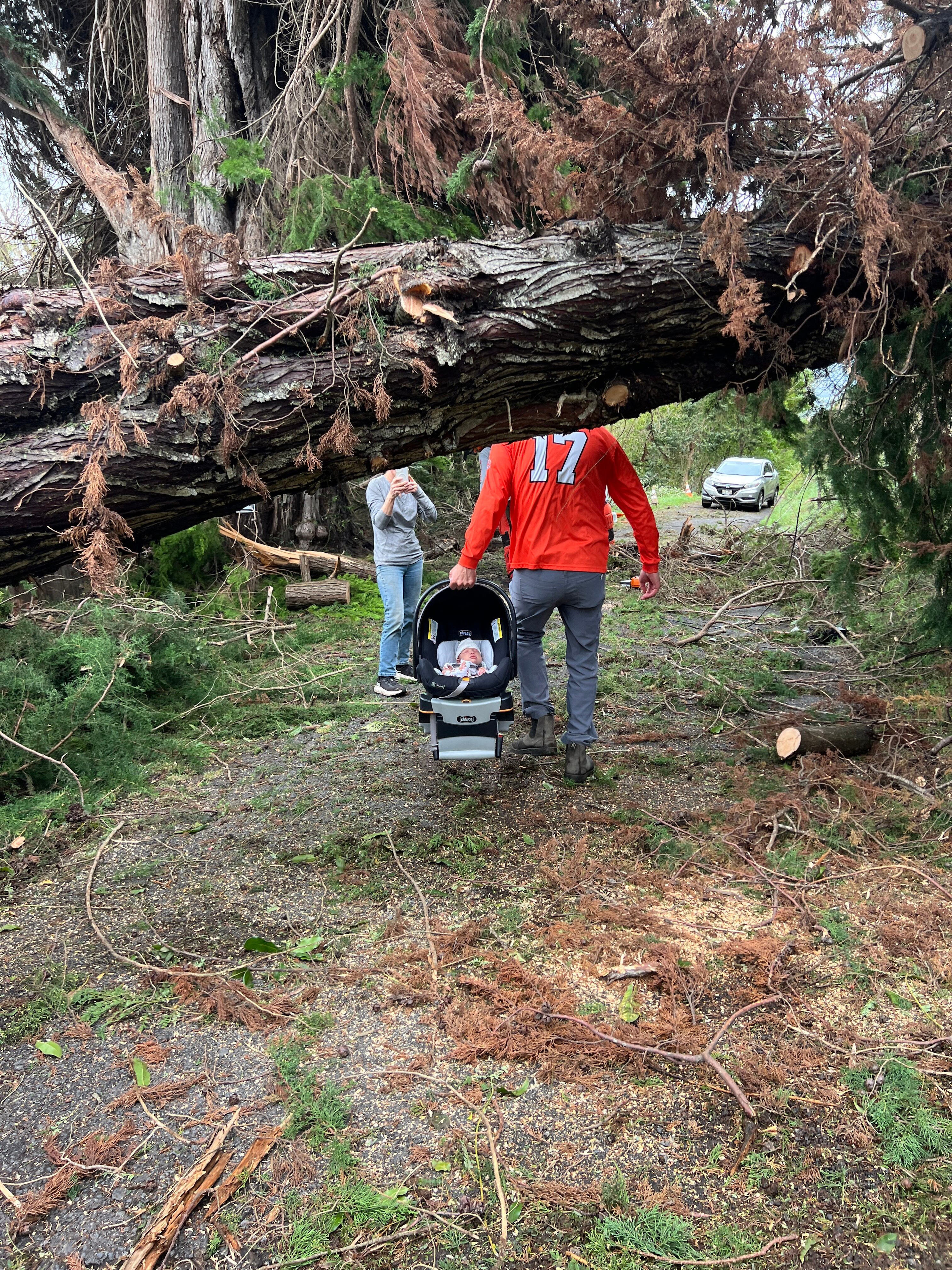 Family with newborn rescued during storm