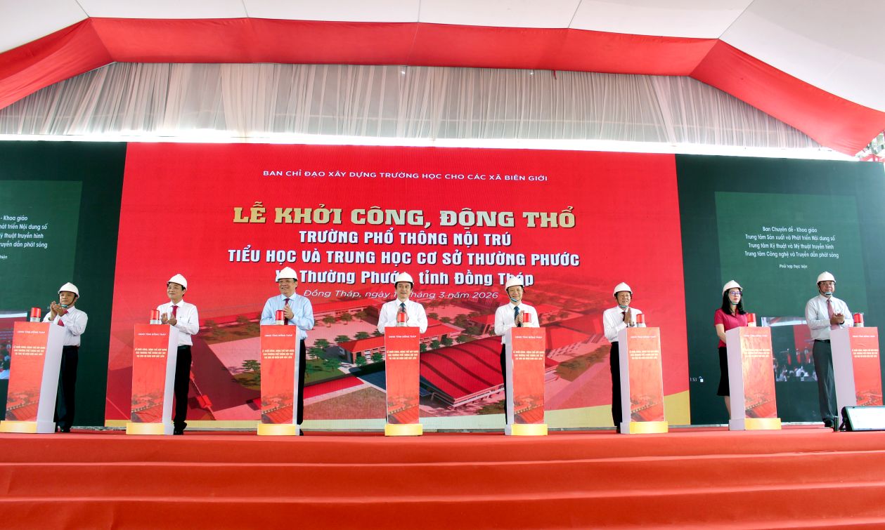 Khởi công 6 trường phổ thông nội trú liên cấp vùng biên tỉnh Đồng Tháp