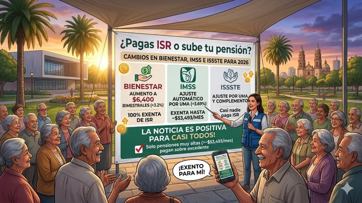 ¿Pagas ISR o sube tu pensión? Cambios en Bienestar, IMSS e ISSSTE para 2026