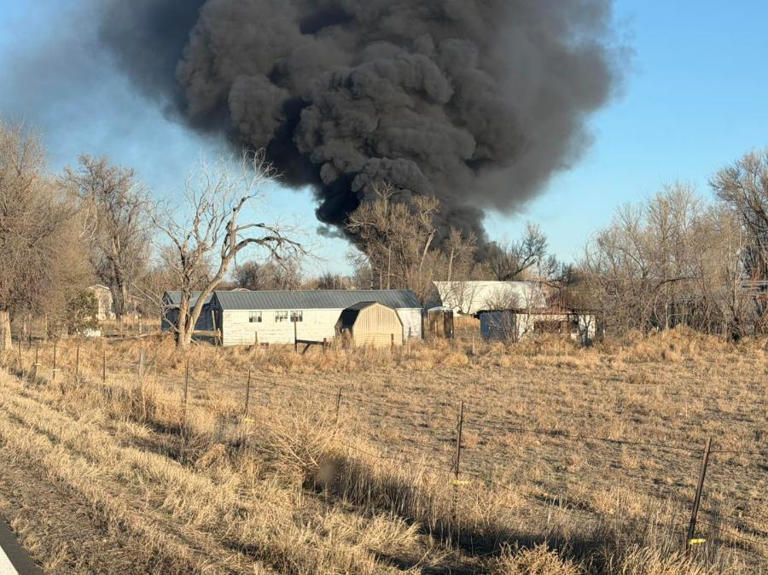 Large structure fire erupts in Weld County on Thursday