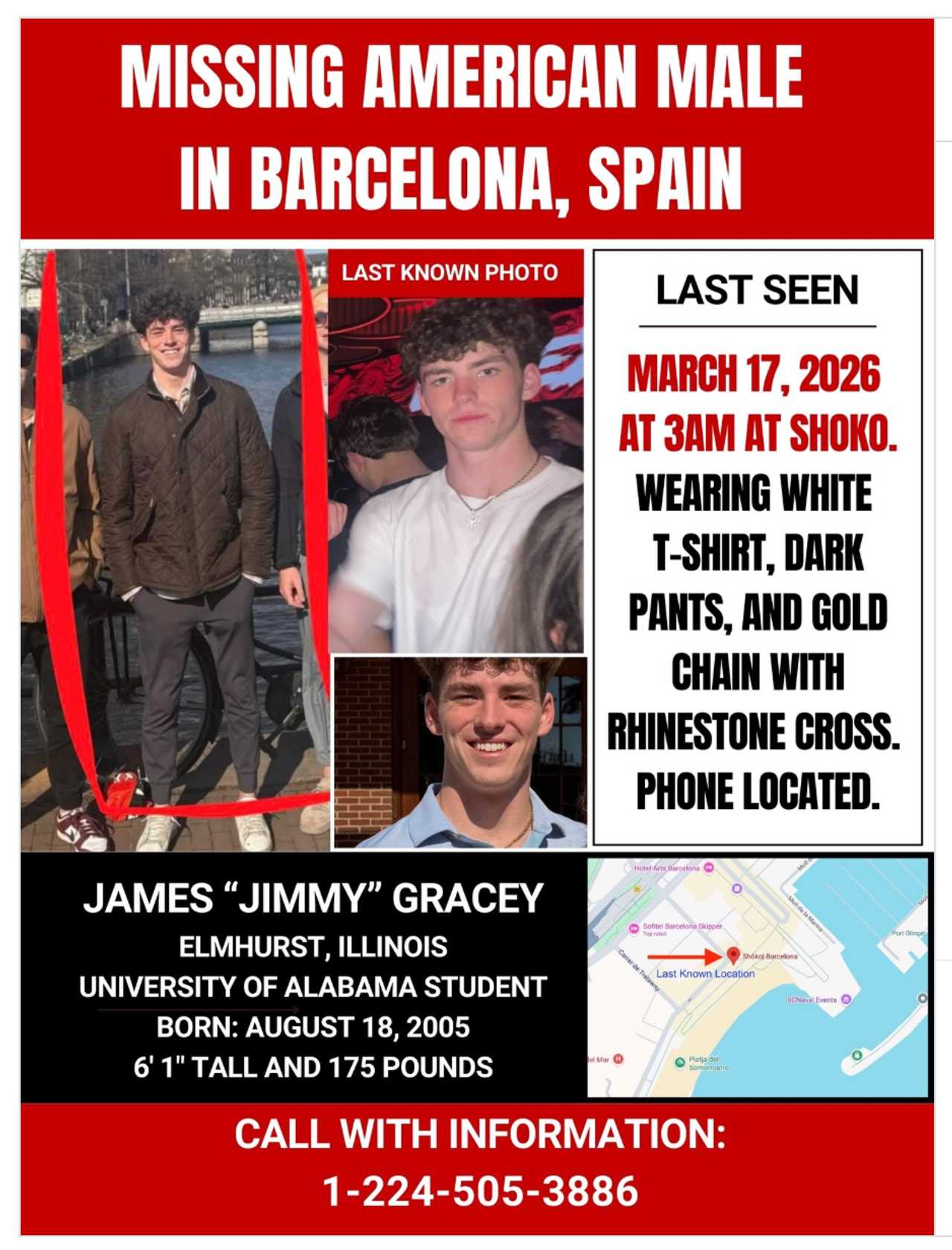 Probable cause of death released for US college student Jimmy Gracey in ...