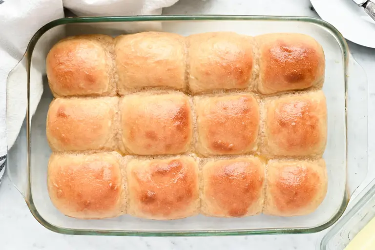 Soft wheat dinner rolls (made with whole wheat flour)