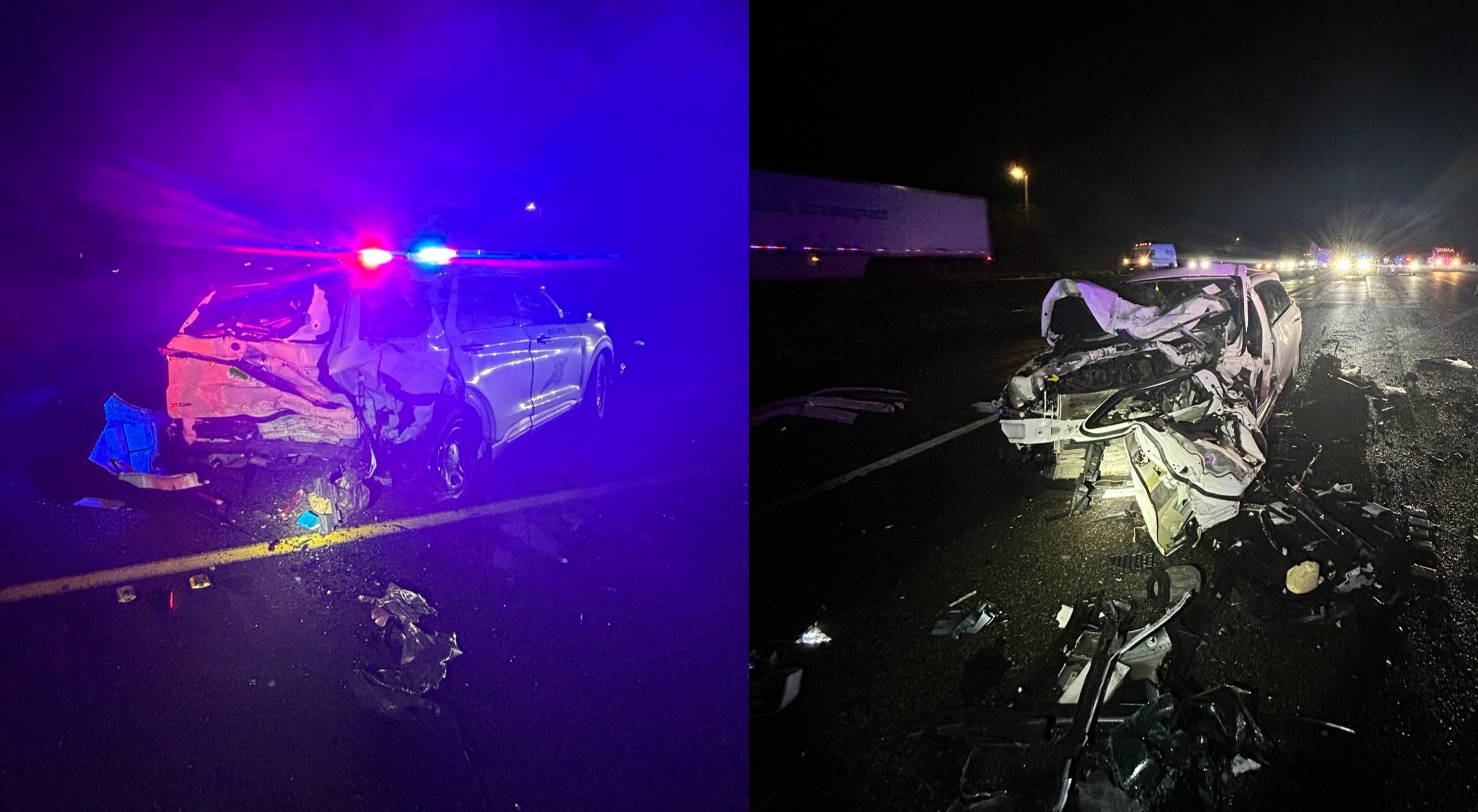 State Patrol trooper car hit while responding to I-5 crash